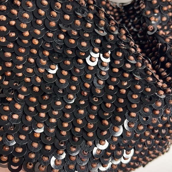 NWT Alice + Olivia Archer Black Beaded Sequin Crop Tank Top - Picture 6 of 11